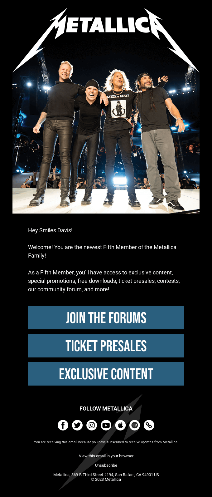 metallica infolettre